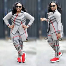 Load image into Gallery viewer, 2 Two Piece Set Women track suit tops and pants hooded suit fashion plaid jogging femme sets two piece outfits sweat suits